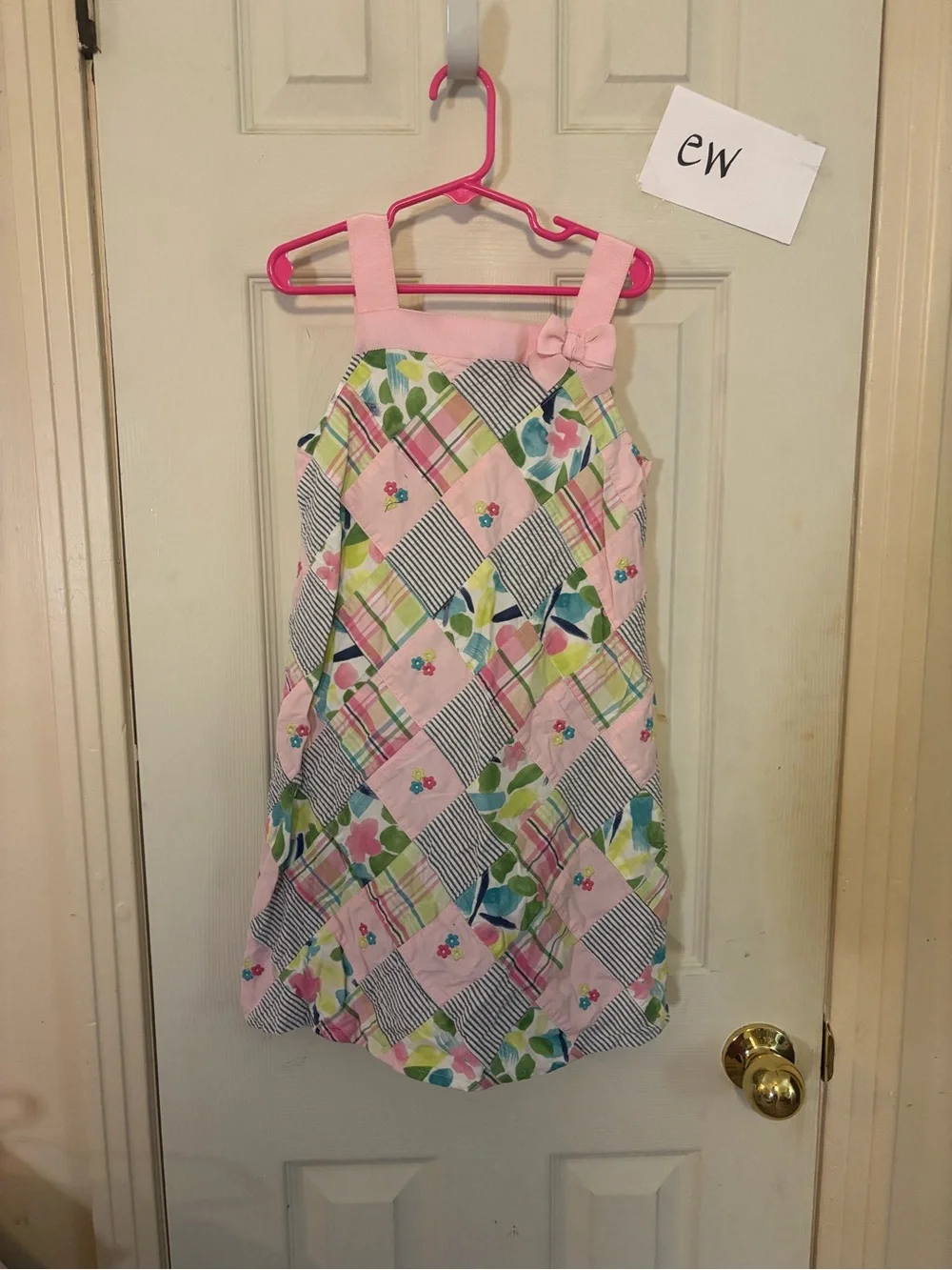 Gymboree Pink Patchwork Floral Strap Sundress with Bow Accent